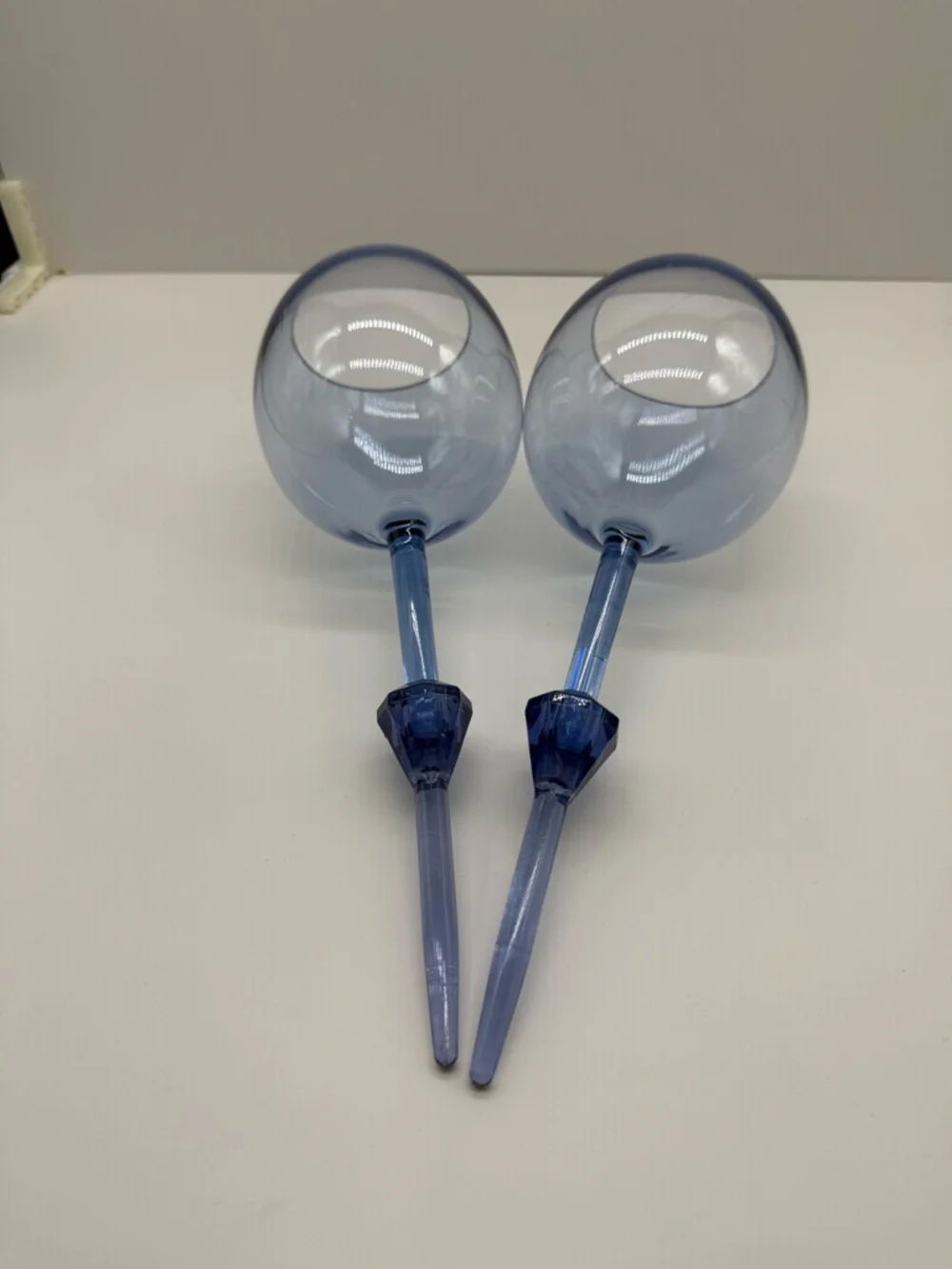 Blue Acrylic Beach Wine Glasses – Sand Spike Stem – Set of 2 - Picture 2 of 4